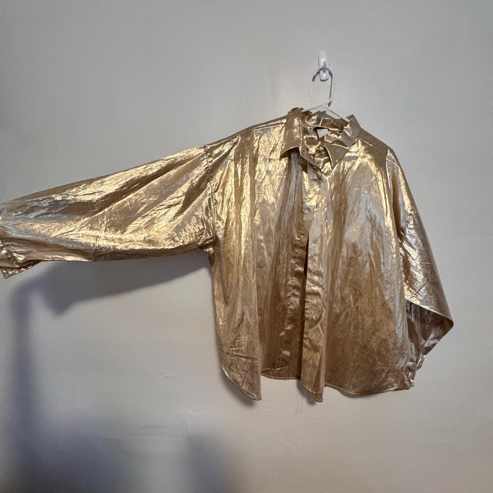 Pearlette Plus Metallic Gold Blouse